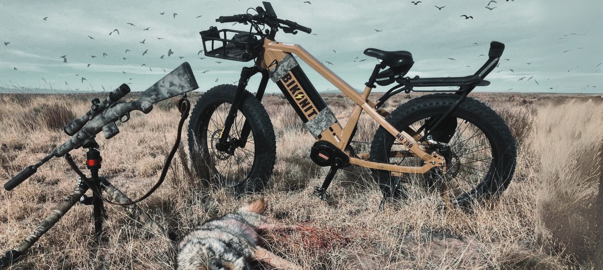 bikonit md750 huntiing ebike with a gun