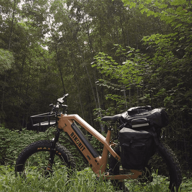 bikonit HD750 hunting ebike with pannier bag in the forest